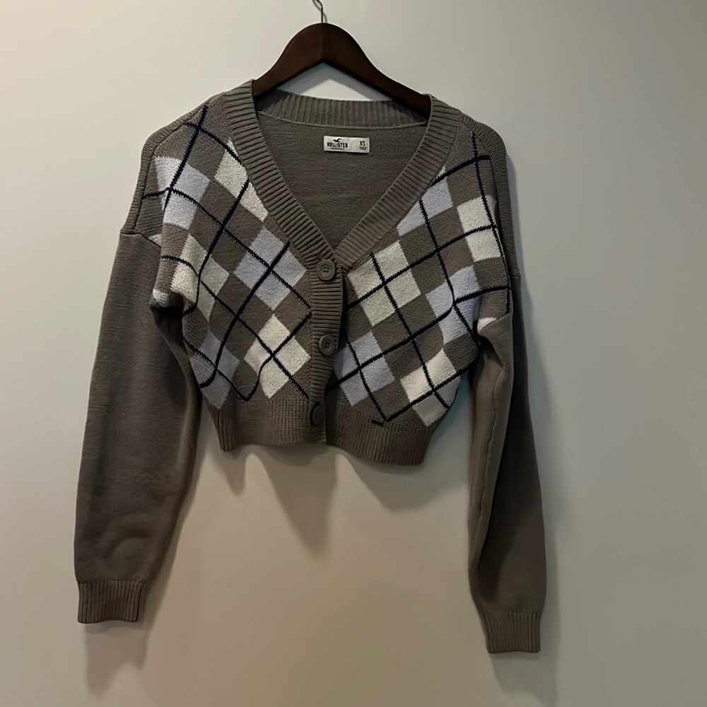 Extra Small Hollister cropped argyle cardigan